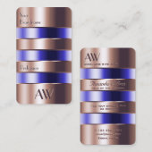 Roos Gold Glass Optics Blue Faux 3D Letters Visitekaartje (Voorkant / Achterkant)