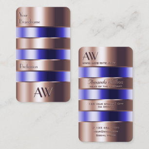 Roos Gold Glass Optics Blue Faux 3D Letters Visitekaartje