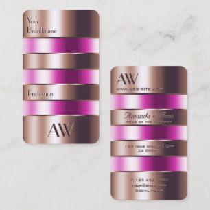 Roos Gold Glass Pink Fluids Faux 3D Initialen Visitekaartje