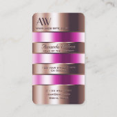 Roos Gold Glass Pink Fluids Faux 3D Initialen Visitekaartje (Achterkant)