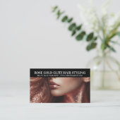 Roos Gold Glit Haar Stylist Artist Foto Visitekaartje (Staand voorkant)