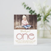 Roos Gold Glitter 1e Verjaardag Dank je kaart (Staand voorkant)