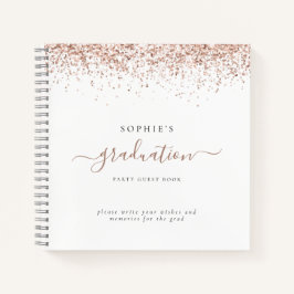 Roos Gold Glitter 2024 Graduation Party Gastenboek Notitieboek