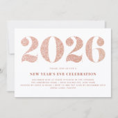 Roos Gold Glitter 2024 Oudejaarsfeest Kaart (Voorkant)