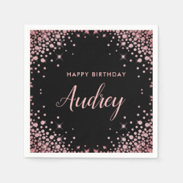 Roos Gold Glitter 21e Happy Birthday Monogram Servet