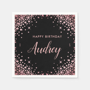 Roos Gold Glitter 21e Happy Birthday Monogram Servet