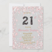 Roos Gold Glitter 21e verjaardag Uitnodigingen (Voorkant)