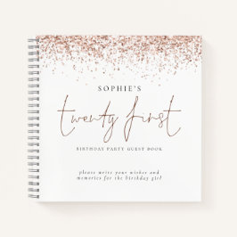 Roos Gold Glitter 21ste verjaardag gastboek Notitieboek