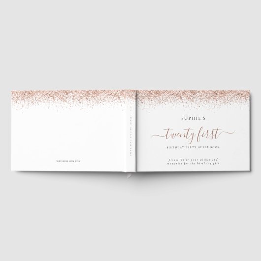 Roos Gold Glitter 21ste verjaardag Gastenboek (Volledig)