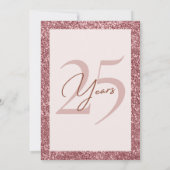 Roos Gold Glitter 25e trouwdag Kaart (Achterkant)