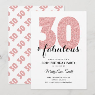 Roos Gold Glitter 30 & Fabulous Birthday Party Kaart