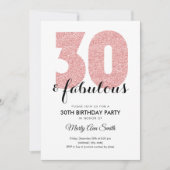 Roos Gold Glitter 30 & Fantastisch Verjaardagsfees Kaart (Voorkant)