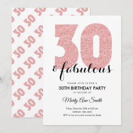 Roos Gold Glitter 30 & Fantastisch Verjaardagsfees Kaart