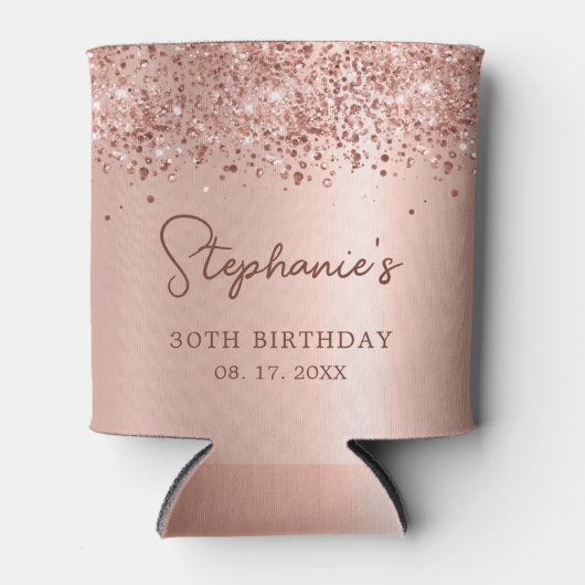 Roos Gold Glitter 30e Verjaardag Monogram Script Blikjeskoeler (Voorkant)