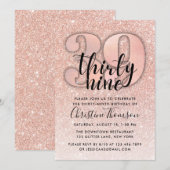 Roos Gold Glitter 39th Birthday Invitation Kaart (Voorkant / Achterkant)