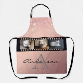 Roos Gold Glitter 3 Fotofilmomhulde tablet Collage Schort (Voorkant)