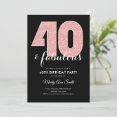 Roos Gold Glitter 40 & Fantastisch Verjaardagsfees Kaart (Staand voorkant)
