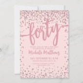 Roos Gold Glitter 40e verjaardag Kaart (Voorkant)