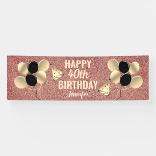 Roos Gold Glitter 40e verjaardag op persoonlijke t Spandoek