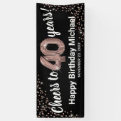 Roos Gold Glitter 40e verjaardag Spandoek (Verticaal)