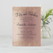 Roos Gold Glitter 50 en Fabulous Birthday Kaart (Staand voorkant)