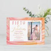 Roos Gold Glitter 50 en Fabulous Birthday Kaart (Staand voorkant)