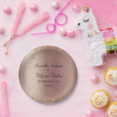 Roos Gold Glitter 50 en Fabulous Birthday Papieren Bordje (Feest)