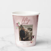Roos Gold Glitter 50 jaar bruiloft Jubileum Roze Papieren Bekers (Achterkant)