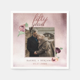 Roos Gold Glitter 50 jaar bruiloft Jubileum Roze Servet