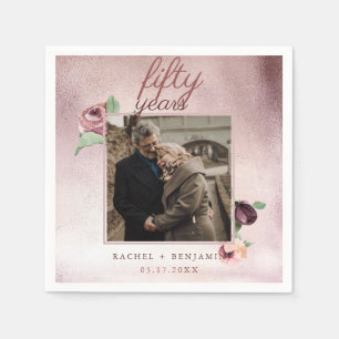 Roos Gold Glitter 50 jaar bruiloft Jubileum Roze Servet