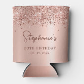 Roos Gold Glitter 50e Verjaardag Monogram Script Blikjeskoeler (Voorkant)