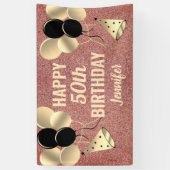 Roos Gold Glitter 50e verjaardag op persoonlijke t Spandoek (Verticaal)