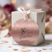 Roos Gold Glitter 50ste Verjaardagsfeestje Dank je Bedankjes Labels