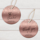 Roos Gold Glitter 50ste Verjaardagsfeestje Dank je Bedankjes Labels