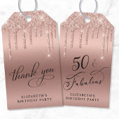 Roos Gold Glitter 50ste Verjaardagsfeestje Dank je Cadeaulabel