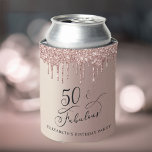 Roos Gold Glitter 50th Birthday Party Blikjeskoeler<br><div class="desc">Chique 50e verjaardagsfeestje koelboxxen met "50 & Fabulous" in een elegant kalligrafie script en roos gouden faux glitter. Personaliseer met haar naam.</div>