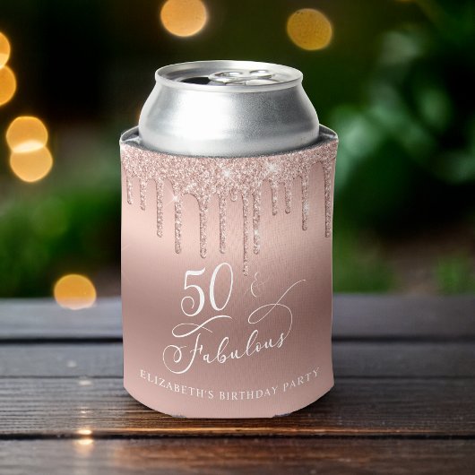 Roos Gold Glitter 50th Birthday Party Blikjeskoeler