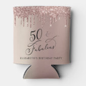Roos Gold Glitter 50th Birthday Party Blikjeskoeler (Voorkant)