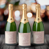 Roos Gold Glitter 50th Birthday Party Sparkling Wijnetiket