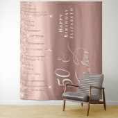 Roos Gold Glitter 50th Birthday Party Tapestry Wandkleed (In situ)