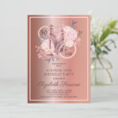 Roos Gold Glitter 50th Birthday Surprise Party Kaart (Staand voorkant)