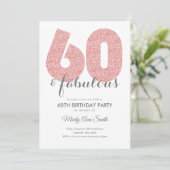 Roos Gold Glitter 60 & Fabulous Birthday Party Kaart (Staand voorkant)