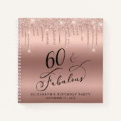 Roos Gold Glitter 60e Verjaardagsfeestje Gastenboe Notitieboek (Voorkant)