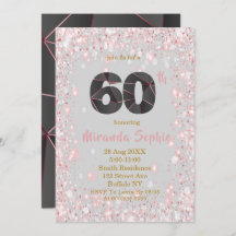 Roos Gold Glitter 60th Birthday Invitations