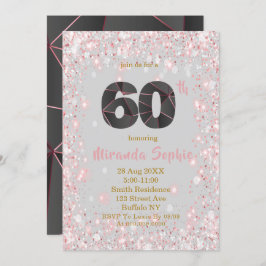 Roos Gold Glitter 60th Birthday Invitations