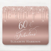 Roos Gold Glitter 60th Birthday Muismat (Voorkant)