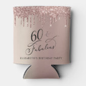 Roos Gold Glitter 60th Birthday Party Blikjeskoeler (Voorkant)