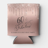 Roos Gold Glitter 60th Birthday Party Blikjeskoeler (Voorkant)