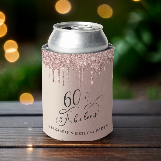 Roos Gold Glitter 60th Birthday Party Blikjeskoeler