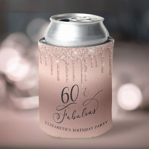 Roos Gold Glitter 60th Birthday Party Blikjeskoeler